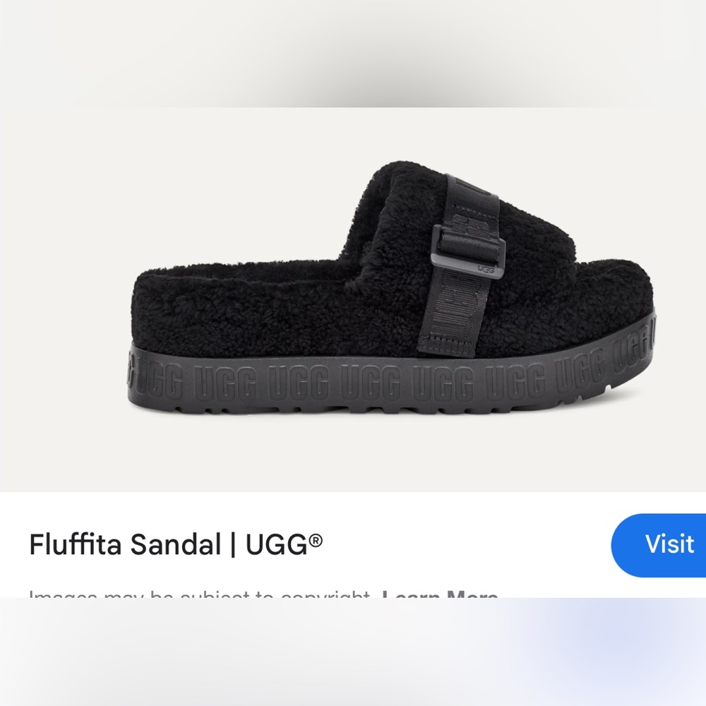 UGG Women's Black Fuzzy Slides Sz 9